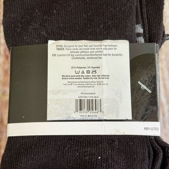 Frye Supersoft Crew Socks 3 Pairs Three Pack Black Gray Solid Striped NWT - Picture 5 of 5